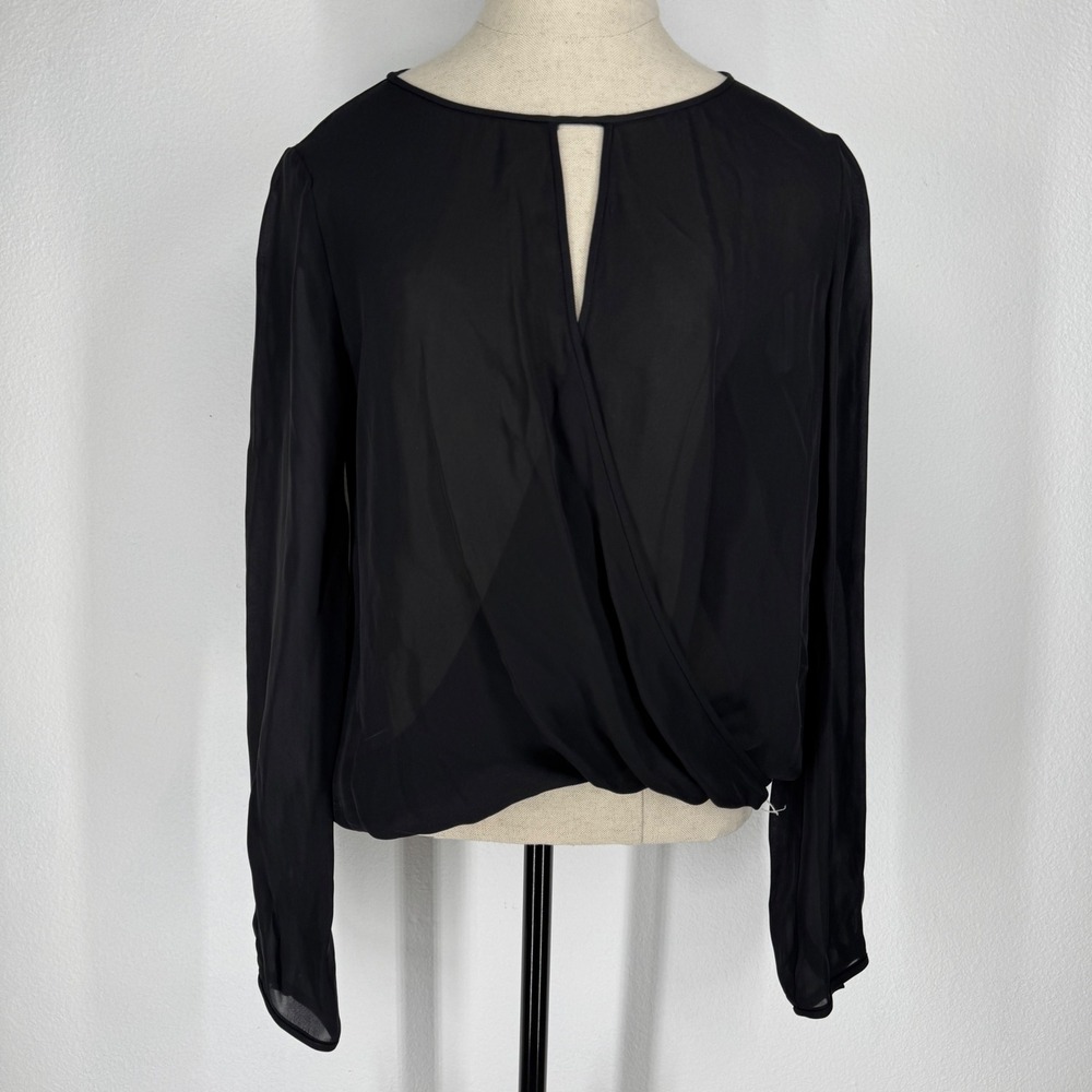 Theory Womens Silk Blend Wrap Sheer‎ Blouse Long Sleeve Medium Oversized Capsule